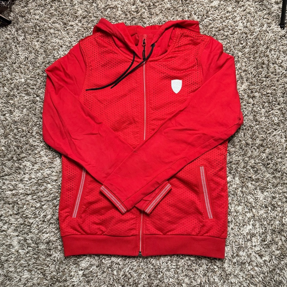 Puma Ferrari Womens Hoodie Jacket Red Size Medium
